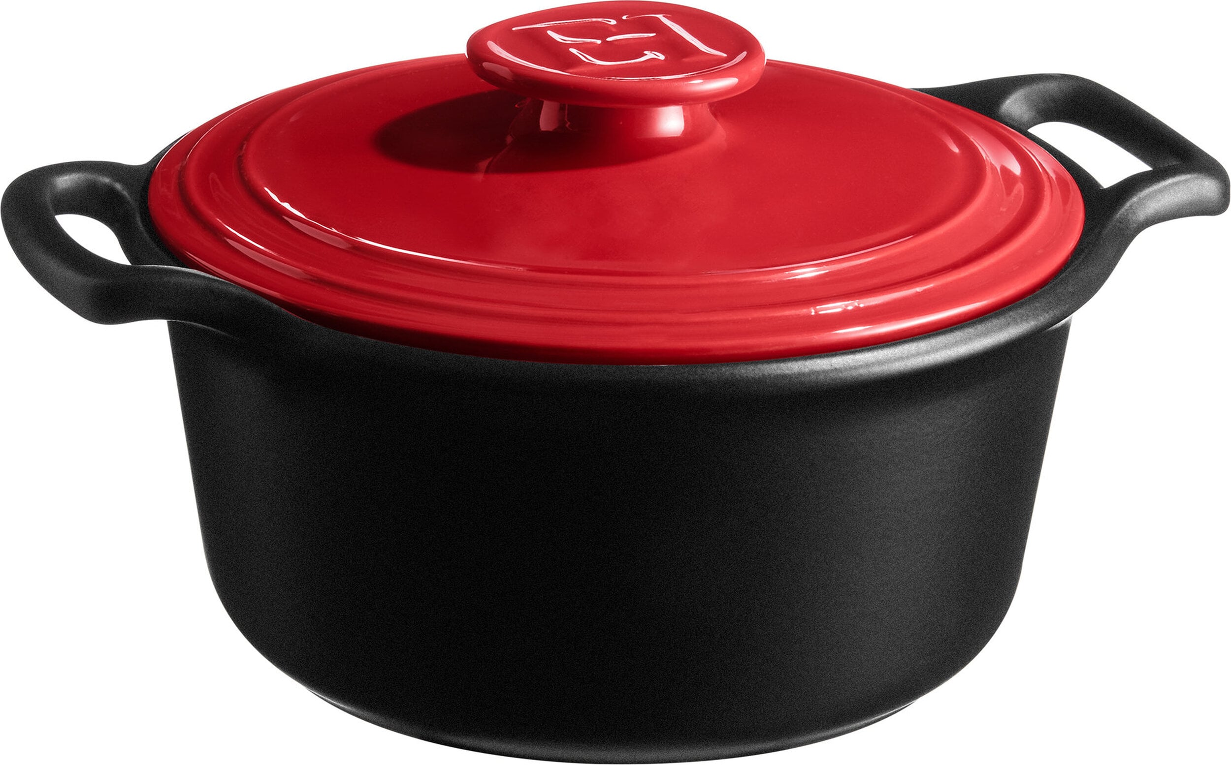 Garnek ceramiczny Sublime+ 5 5 l czarny z czerwoną pokrywą