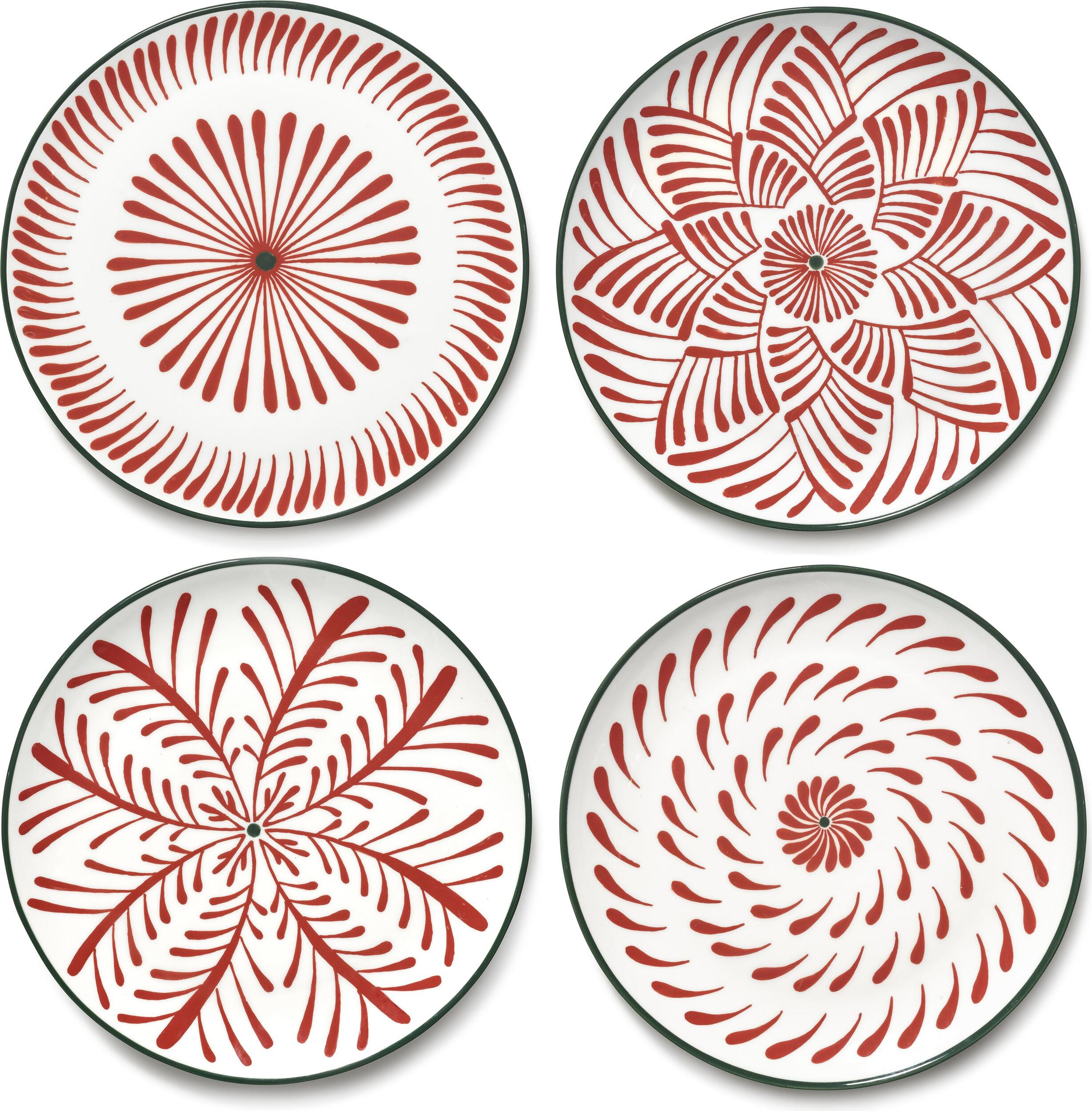 Talerze obiadowe Bazaar 27 cm czerwono-zielone 4 szt.