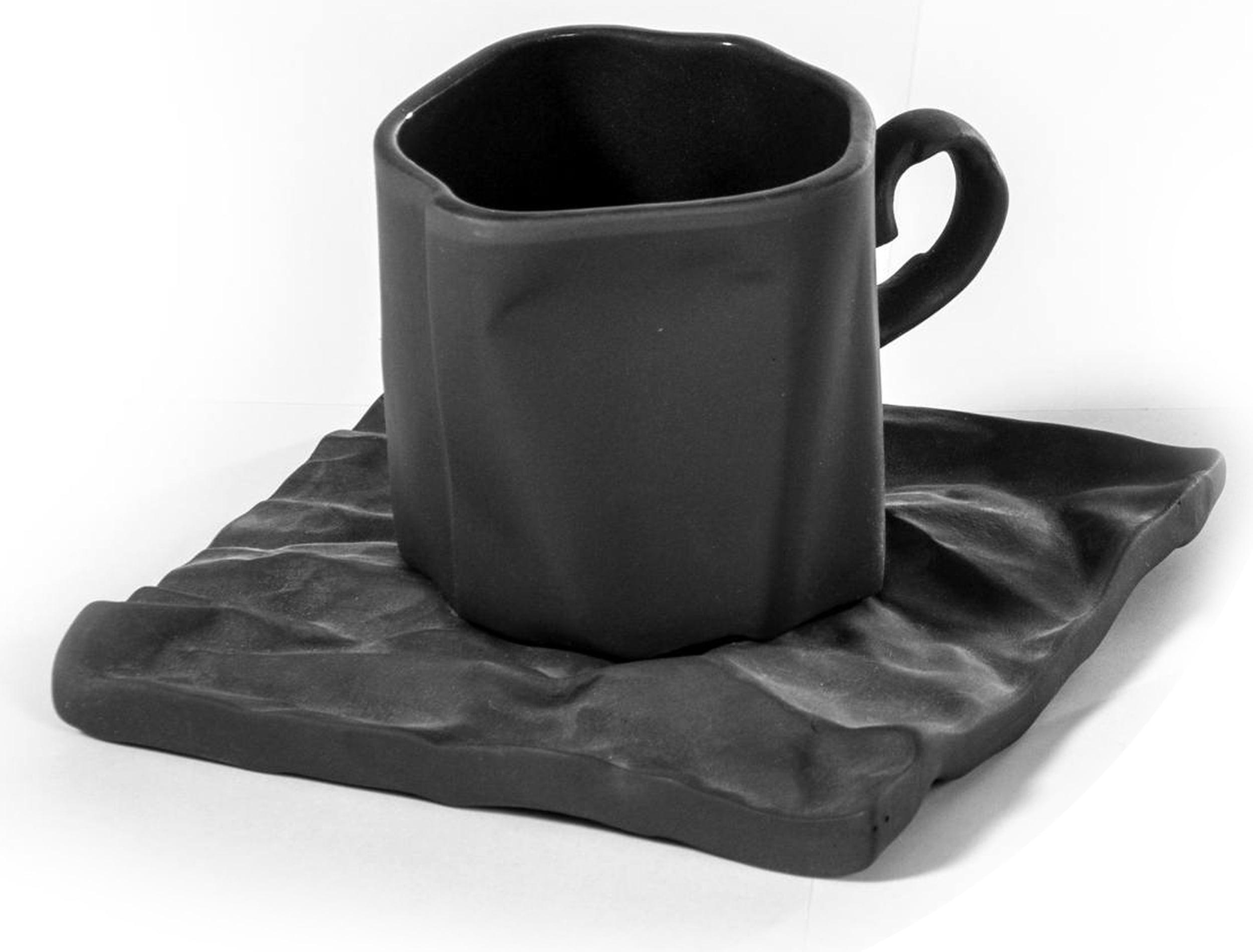 Filiżanka espresso ze spodkiem pogięta antracytowa