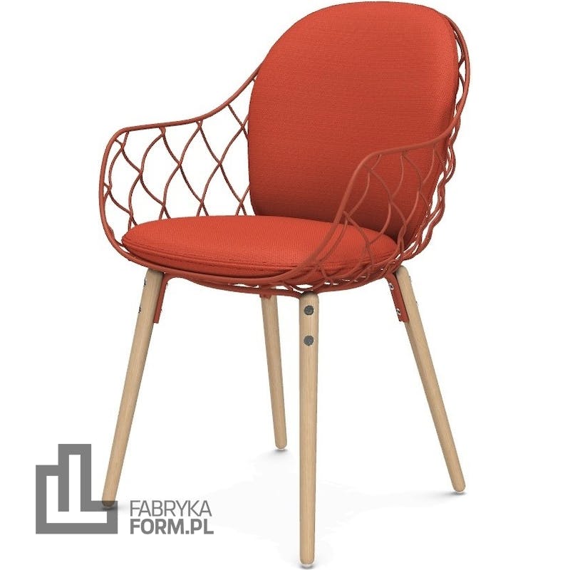 Krzesło Pina pełne czerwone materiał Steelcut 2 nogi jesion