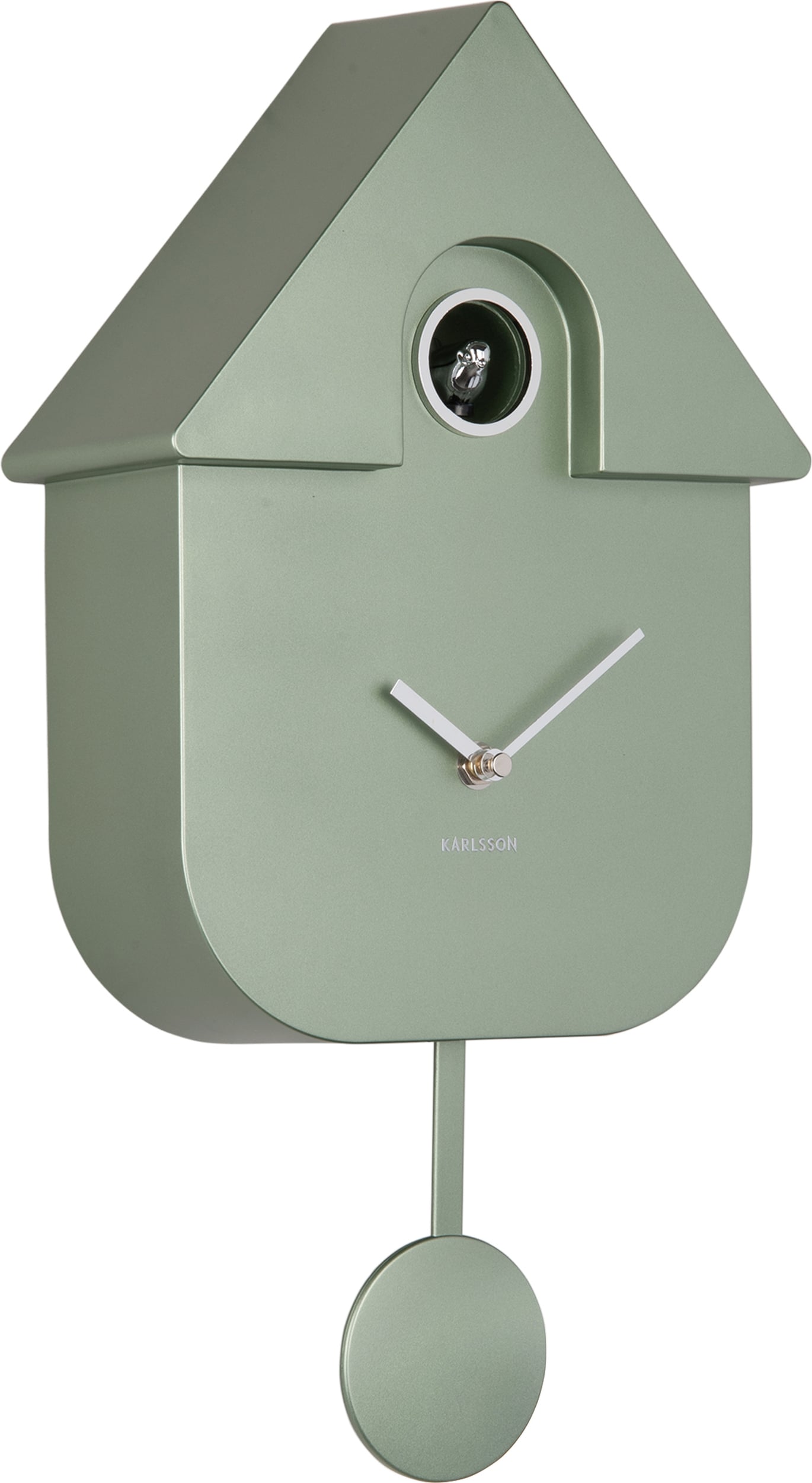 Zegar ścienny z kukułką Modern Cuckoo zieleń leśna metaliczny