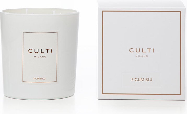 Świeca zapachowa Culti Ficum Blu 550 g biała w błyszczącym szkle