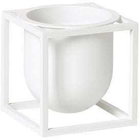Osłonka na doniczkę Kubus 10 cm biała na stojaku