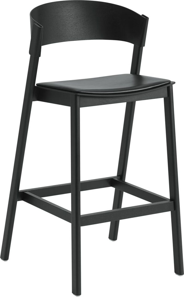 Stołek barowy Cover 75 cm czarny z tapicerowanym siedziskiem