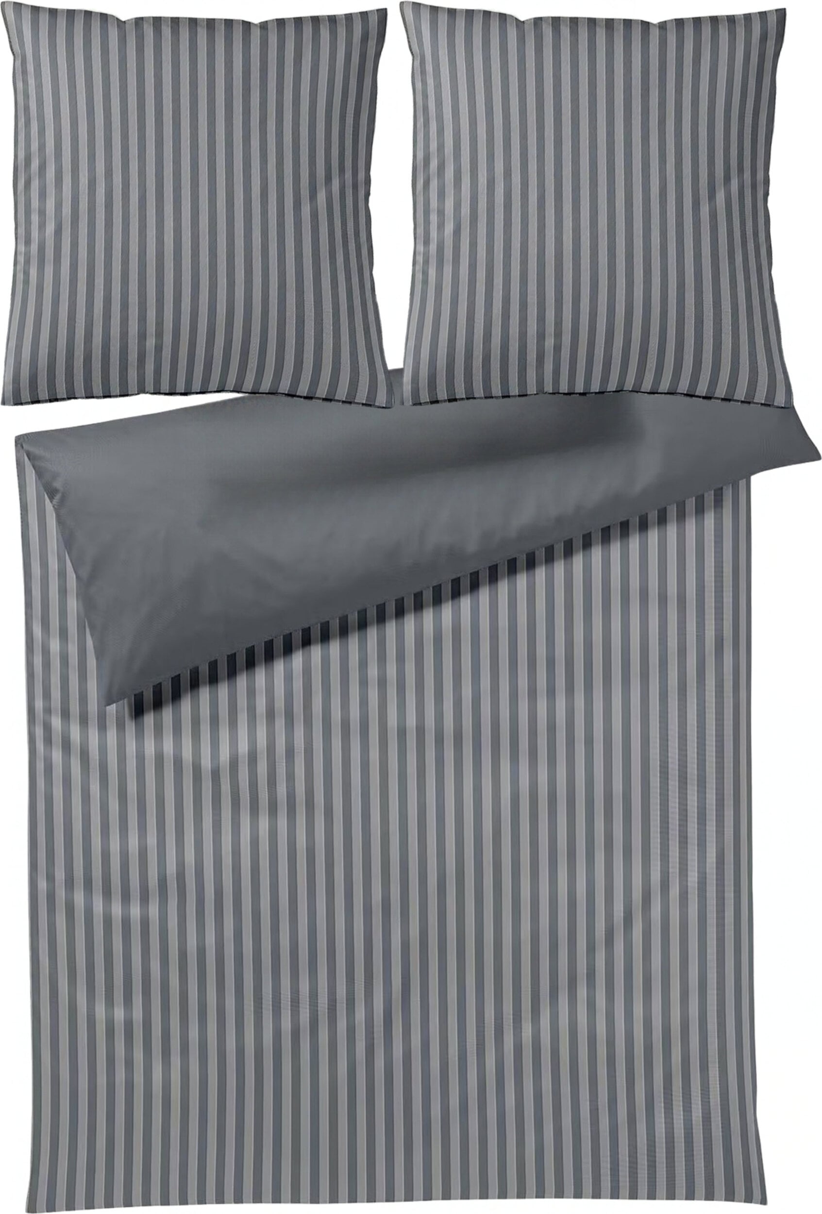 Pościel Soft Lines 240 x 220 cm szara z bawełny flanelowej z 2 poszewkami na poduszki 80 x 80 cm