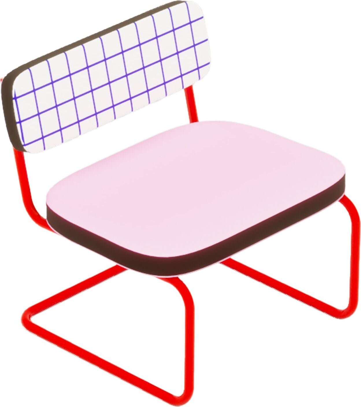 Krzesło Seletti Superlounge Chair w kratkę niebieskie z czerwoną ramą