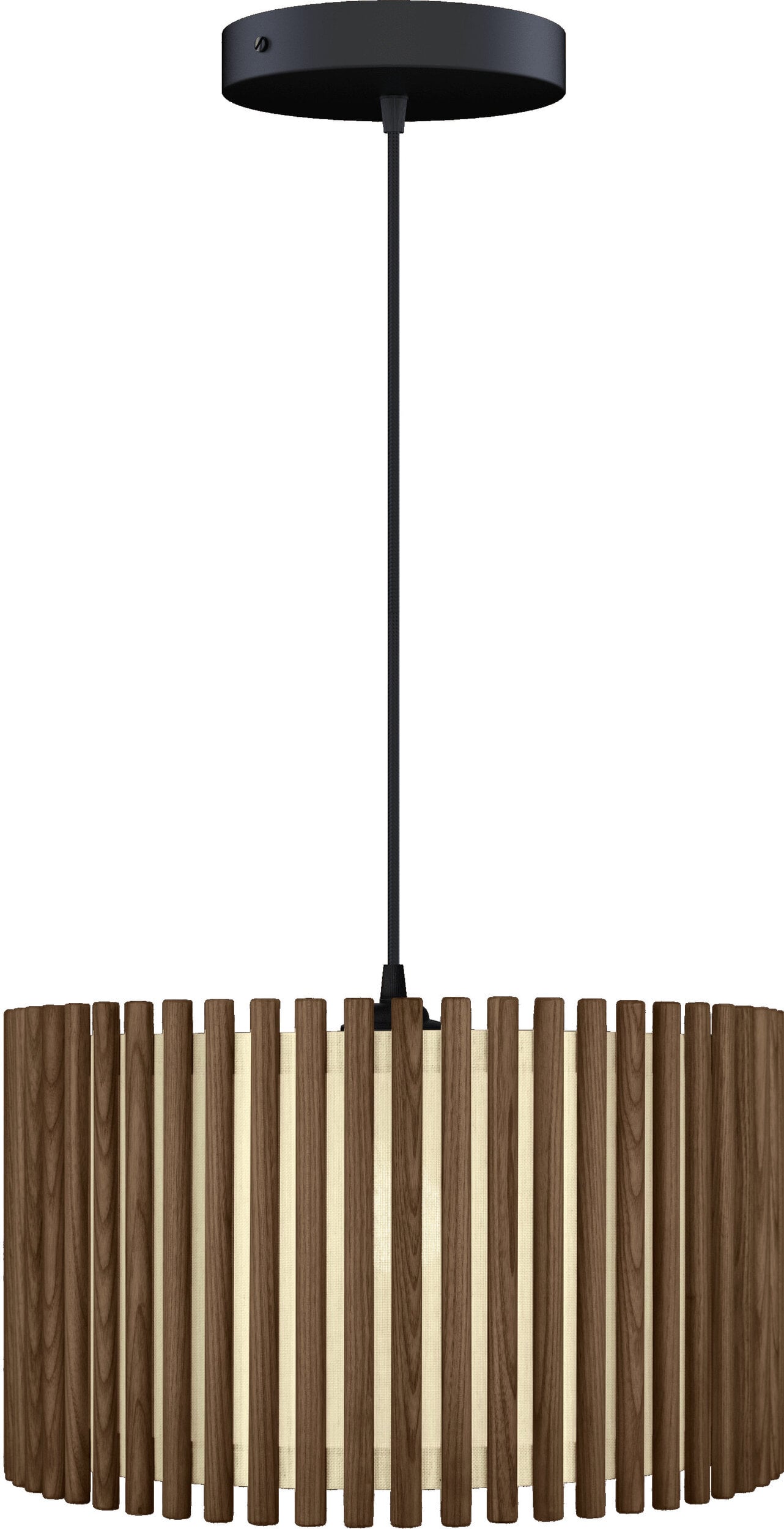 Lampa wisząca Komorebi okrągła 44 7 cm ciemny dąb z czarną rozetą