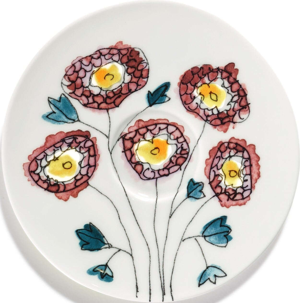 Spodki do filiżanek do kawy Midnight Flowers Anemone Milk 12 5 cm 2 szt.