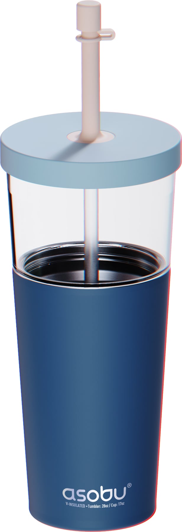 Kubek termiczny ze słomką Marina 850 ml pastelowy niebieski