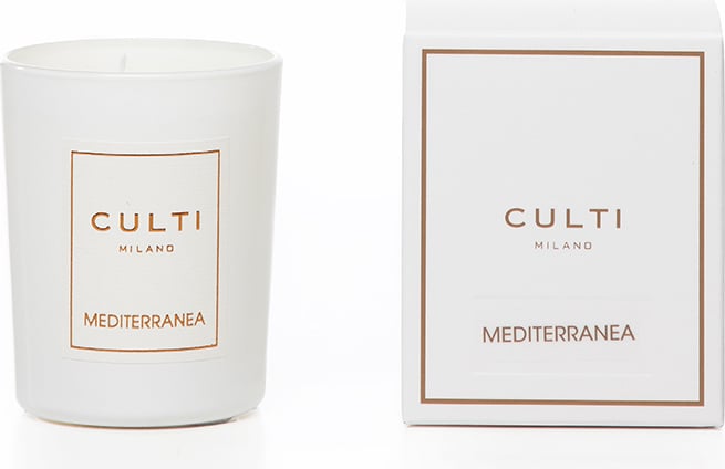 Świeca zapachowa Culti Mediterranea 70 g biała w błyszczącym szkle