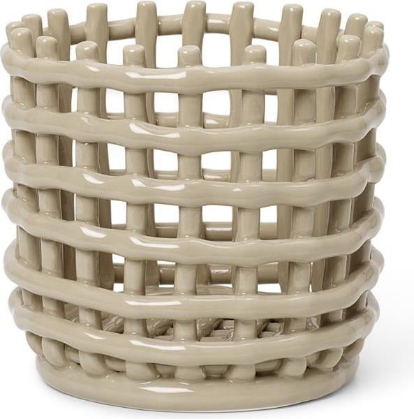 Kosz do przechowywania Ferm Living 14 5 cm w kolorze kaszmiru ceramiczny