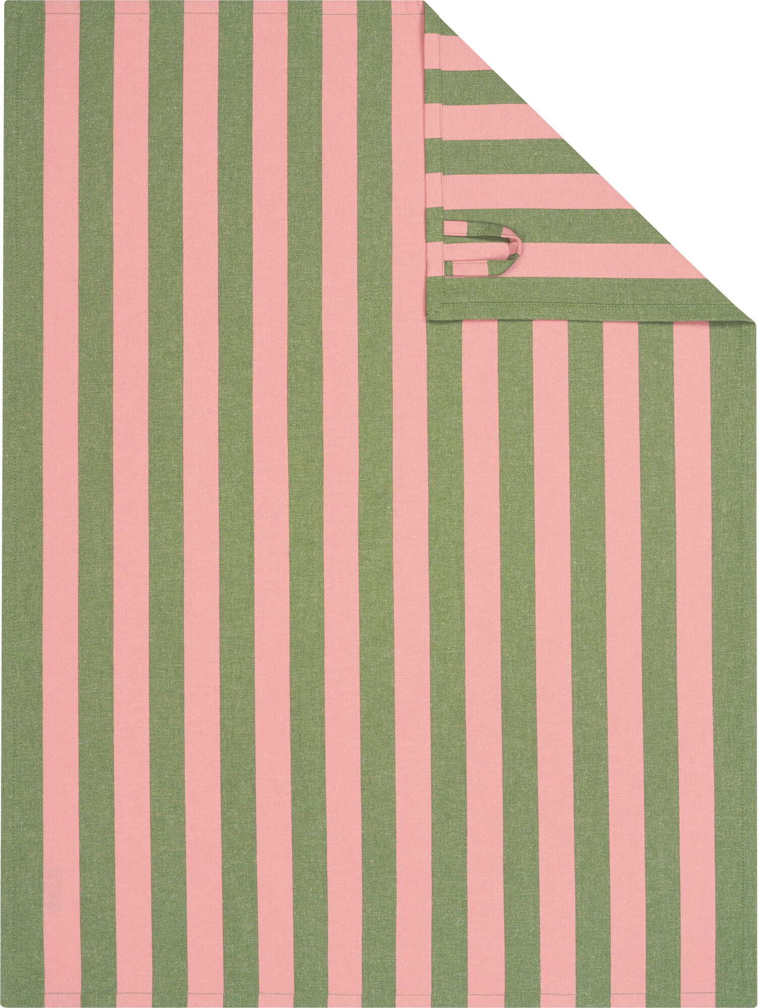 Ścierka kuchenna Prints & Stripes w paski oliwkowo-różowa