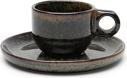 Filiżanki do espresso ze spodkami Surface 100 ml czarno-szare 4 szt.