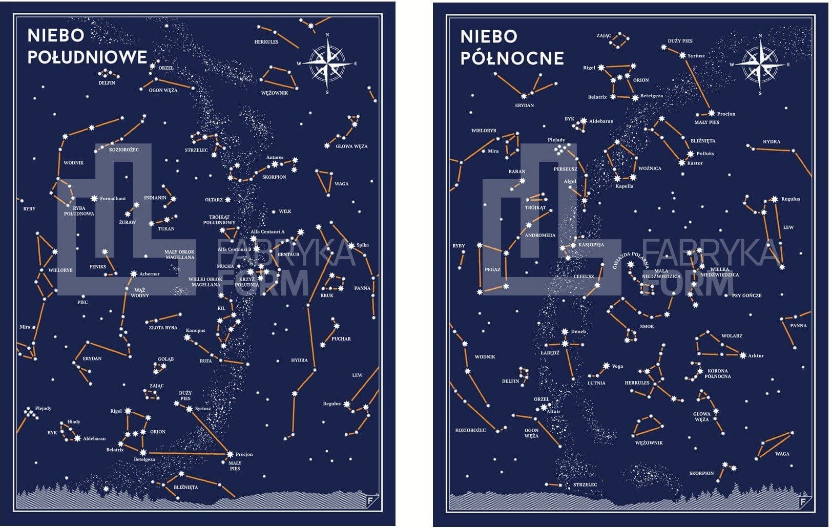 Plakat Niebo Południowe i Niebo Północne w zestawie 2 szt.