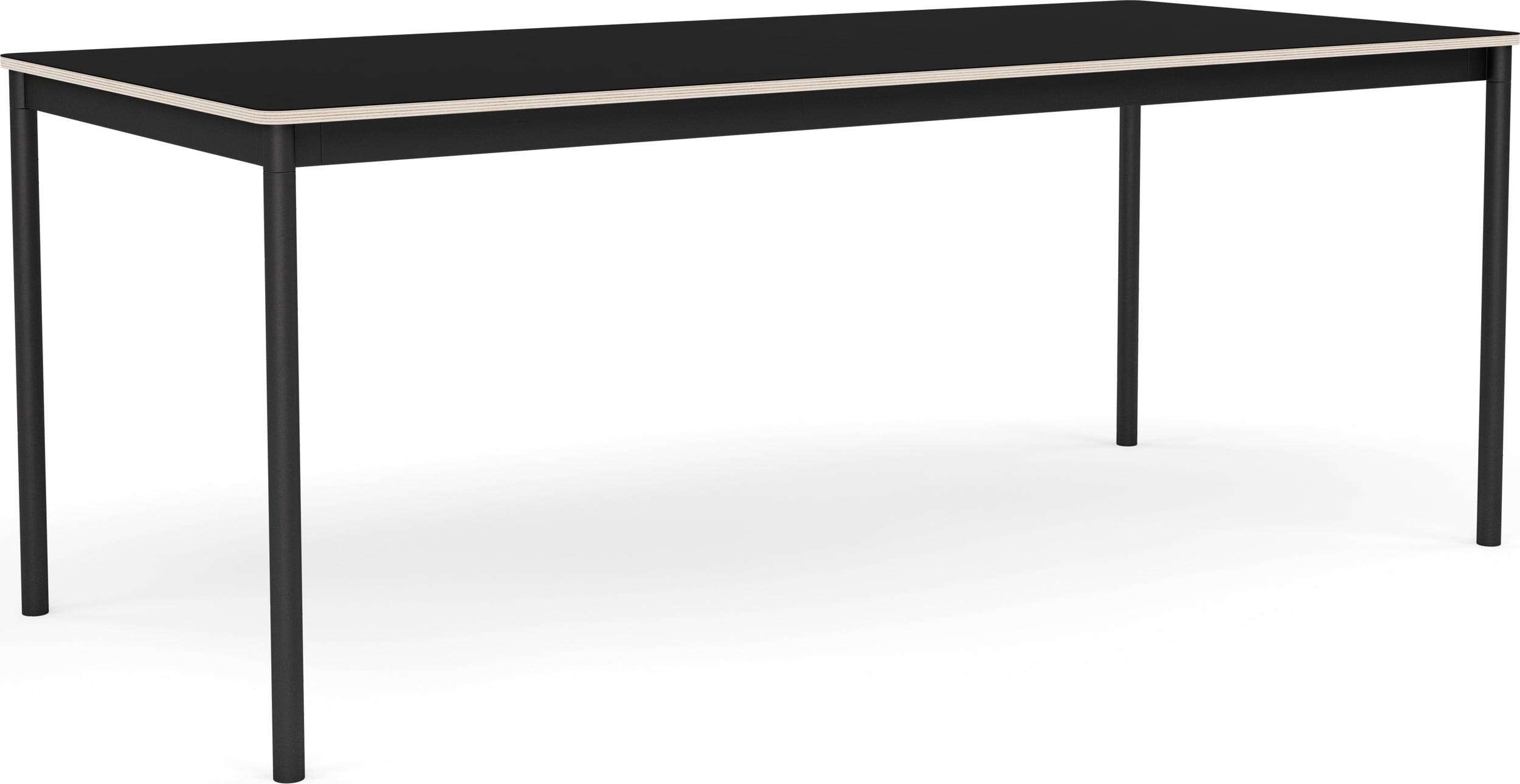 Stół Base 190 x 85 x 73cm czarny z laminowanym blatem ze sklejką i czarną ramą