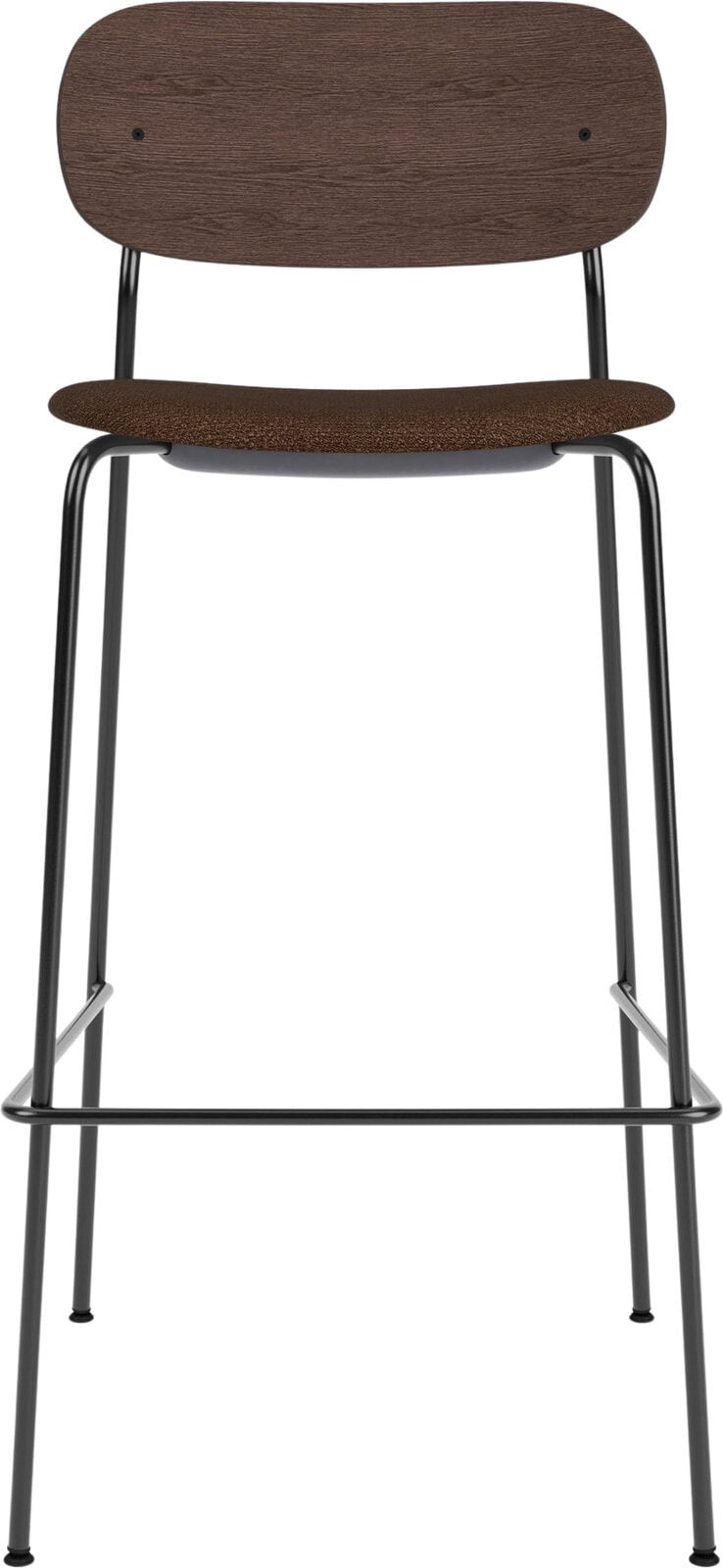 Krzesło barowe Co 78 5 cm ciemny dąb z tapicerowanym siedziskiem boucle brąz