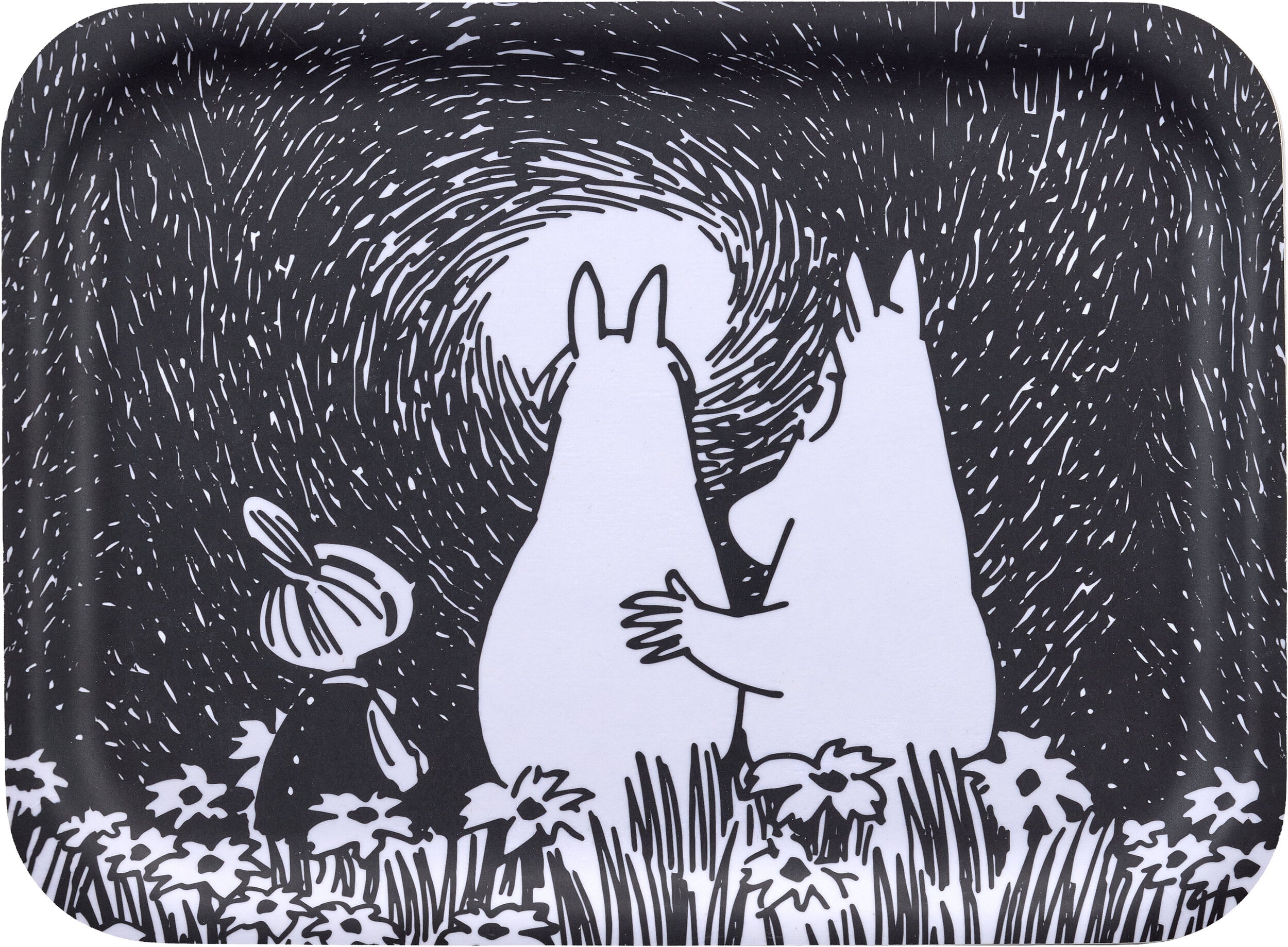 Taca do serwowania Muminki Friendship 27 x 20 cm czarno-biała