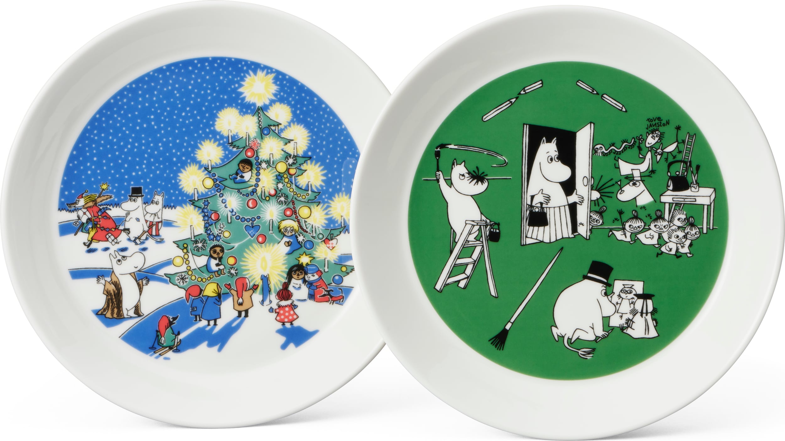 Talerze Arabia Finland Muminki Drawing & Christmas 19 cm 2 szt.