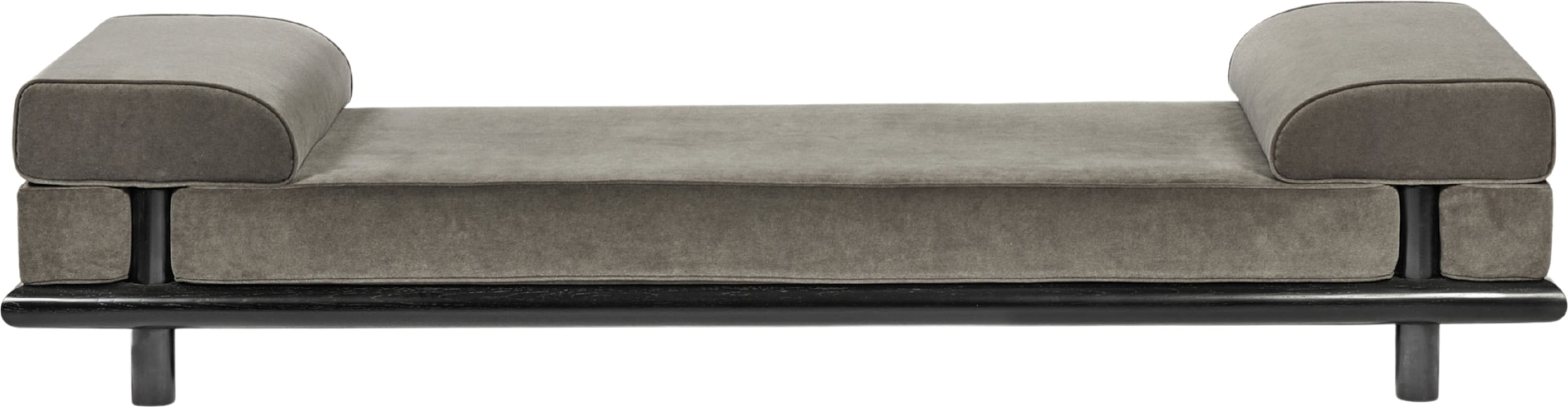 Leżanka Beth Velvet 280 cm szara czarny dąb