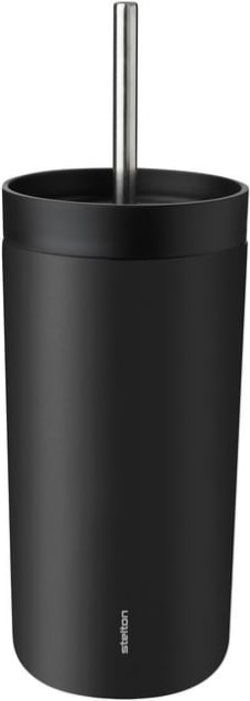 Kubek termiczny To-Go Sip 400 ml czarny z podwójnej stali ze słomką