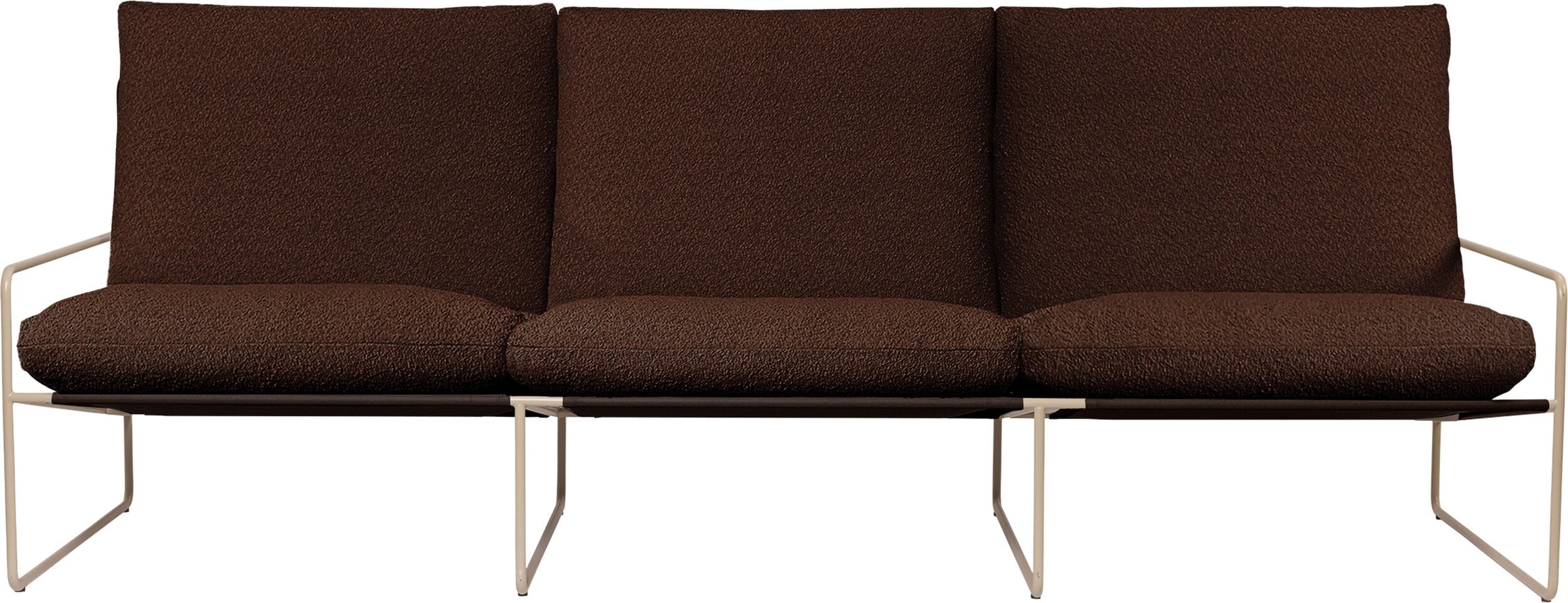 Sofa ogrodowa trzyoosobowa Desert Pure Bouclé brązowa z jasną ramą