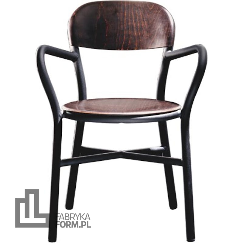 Krzesło Pipe z podłokietnikami czarne, ciemny buk