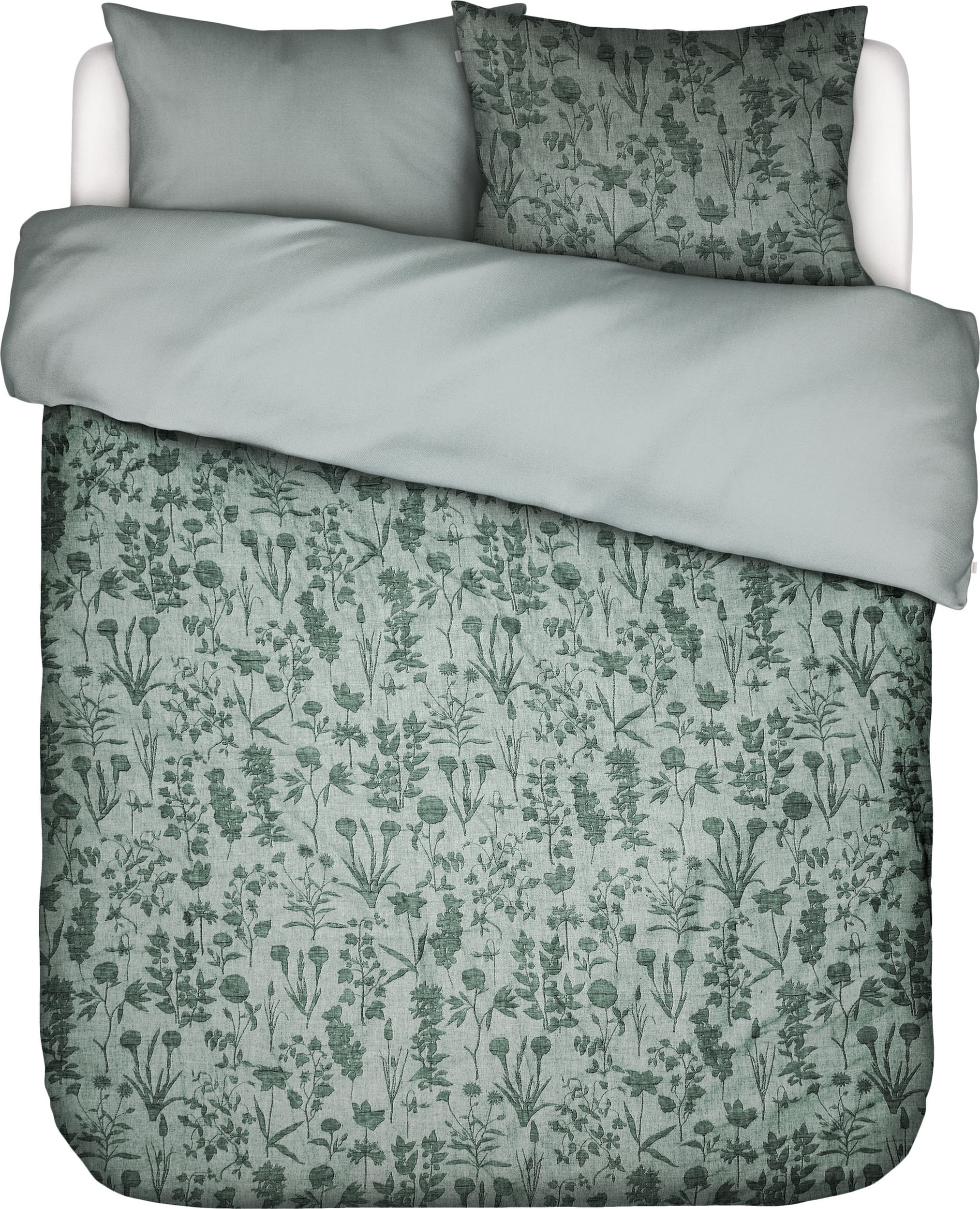 Pościel Maribel 240 x 220 cm zielona z 2 poszewkami na poduszki 60 x 70 cm zapięcie flap