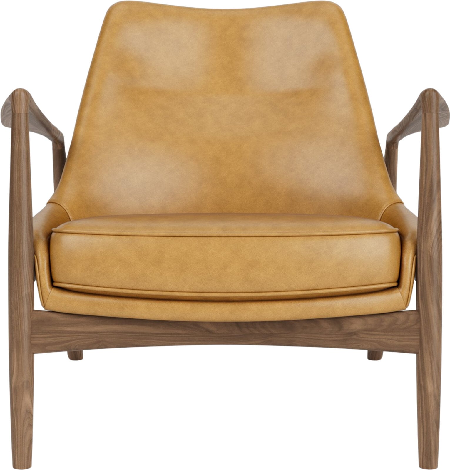 Fotel The Seal Lounge 73 cm orzech tapicerowany skóra koniak