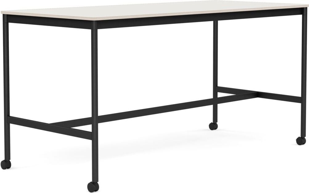 Stół na kółkach Base 85 x 190 x 95 cm biały nanolaminat nogi czarne