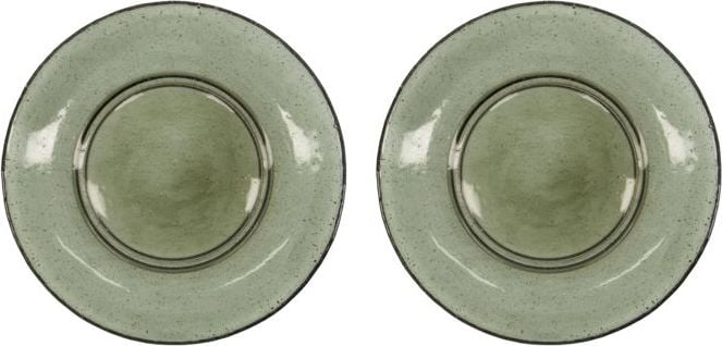 Talerze śniadaniowe Rain 21 cm zielone szklane 2 szt.