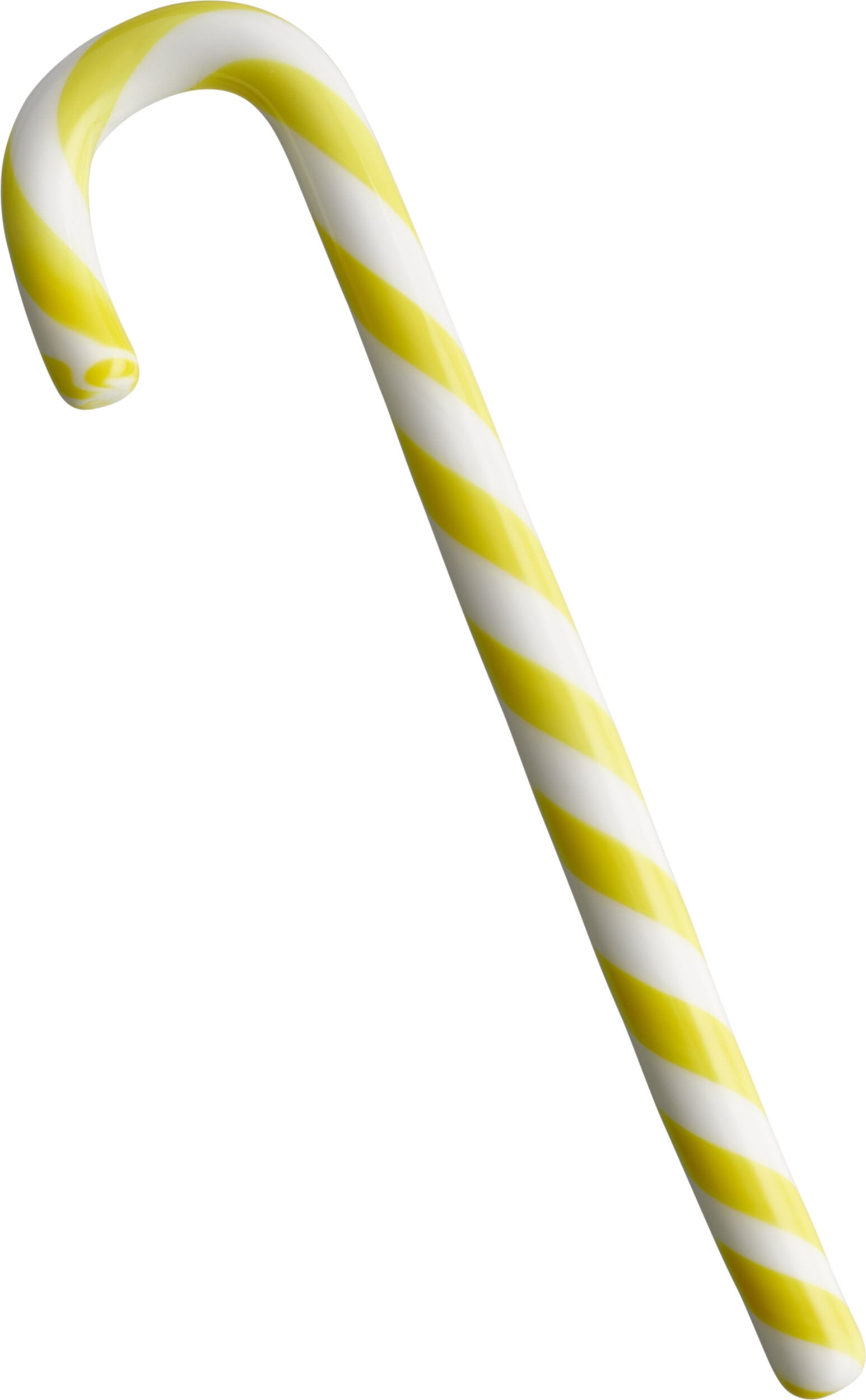Dekoracja szklana Polka Candy Cane 17 cm biało-żółta
