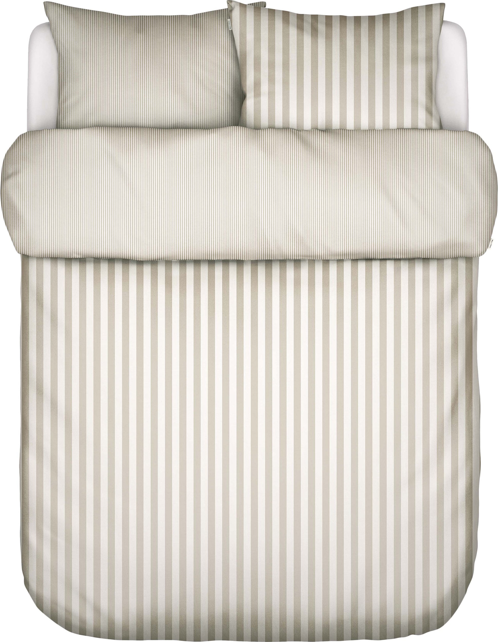 Pościel Classic Stripe 200 x 220 cm beżowo-kremowa z 2 poszewkami na poduszki 80 x 80 cm zapięcie suwak