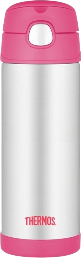 Termos dziecięcy ze słomką Thermos FUNtainer 470 ml stalowo-różowy
