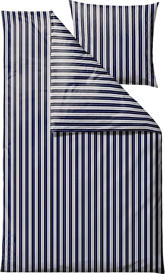 Pościel Flow Linen 140 x 200 cm granatowa z poszewką na poduszkę 60 x 63 cm