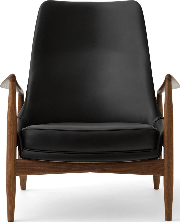 Fotel The Seal Lounge 92 cm orzech tapicerowany skóra czerń