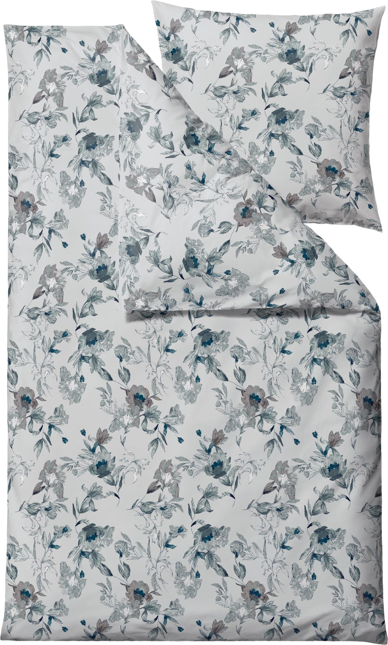 Pościel Flower Burst 135 x 200 cm niebieska z poszewką na poduszkę 80 x 80 cm