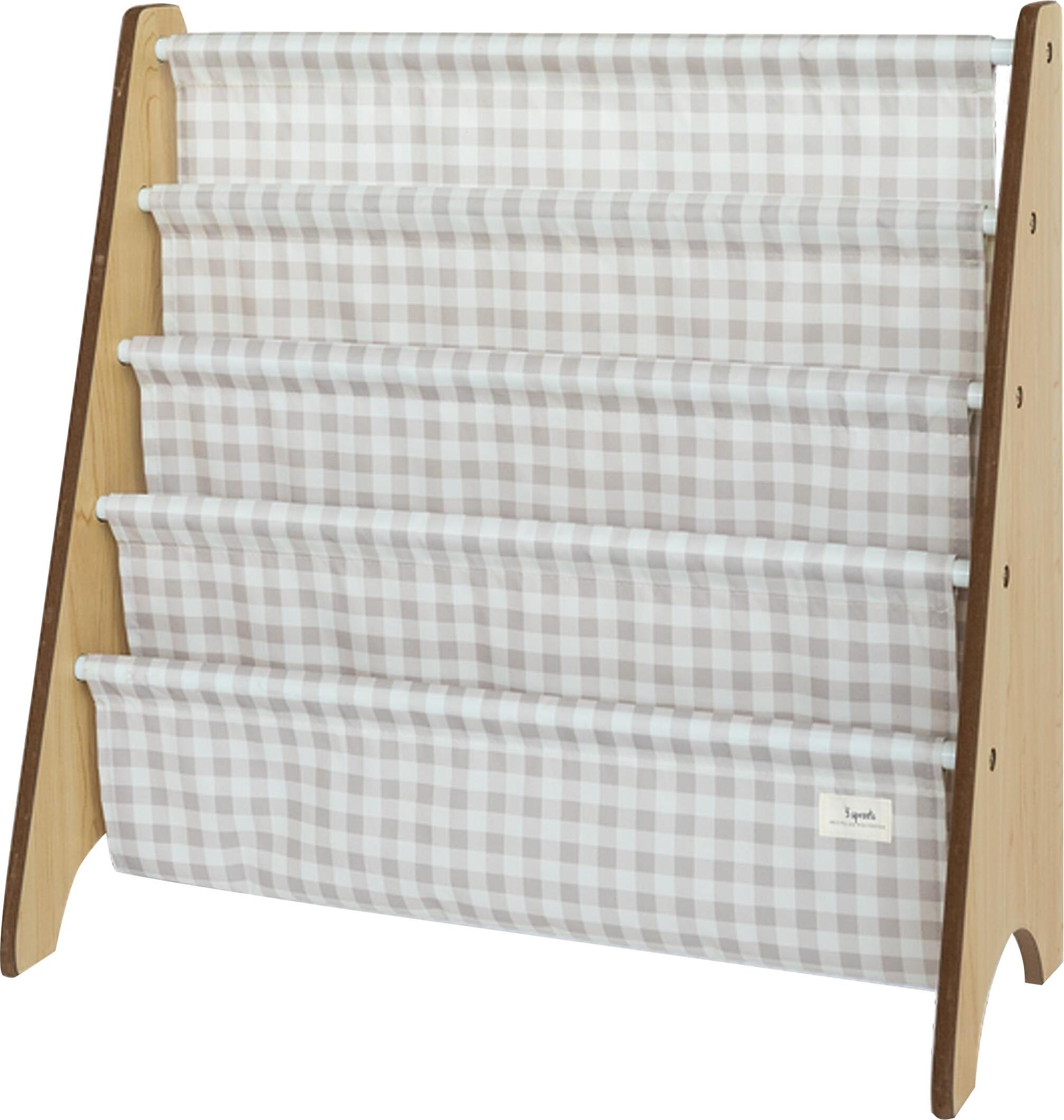 Stojak na książki Gingham beżowy z recyklingu