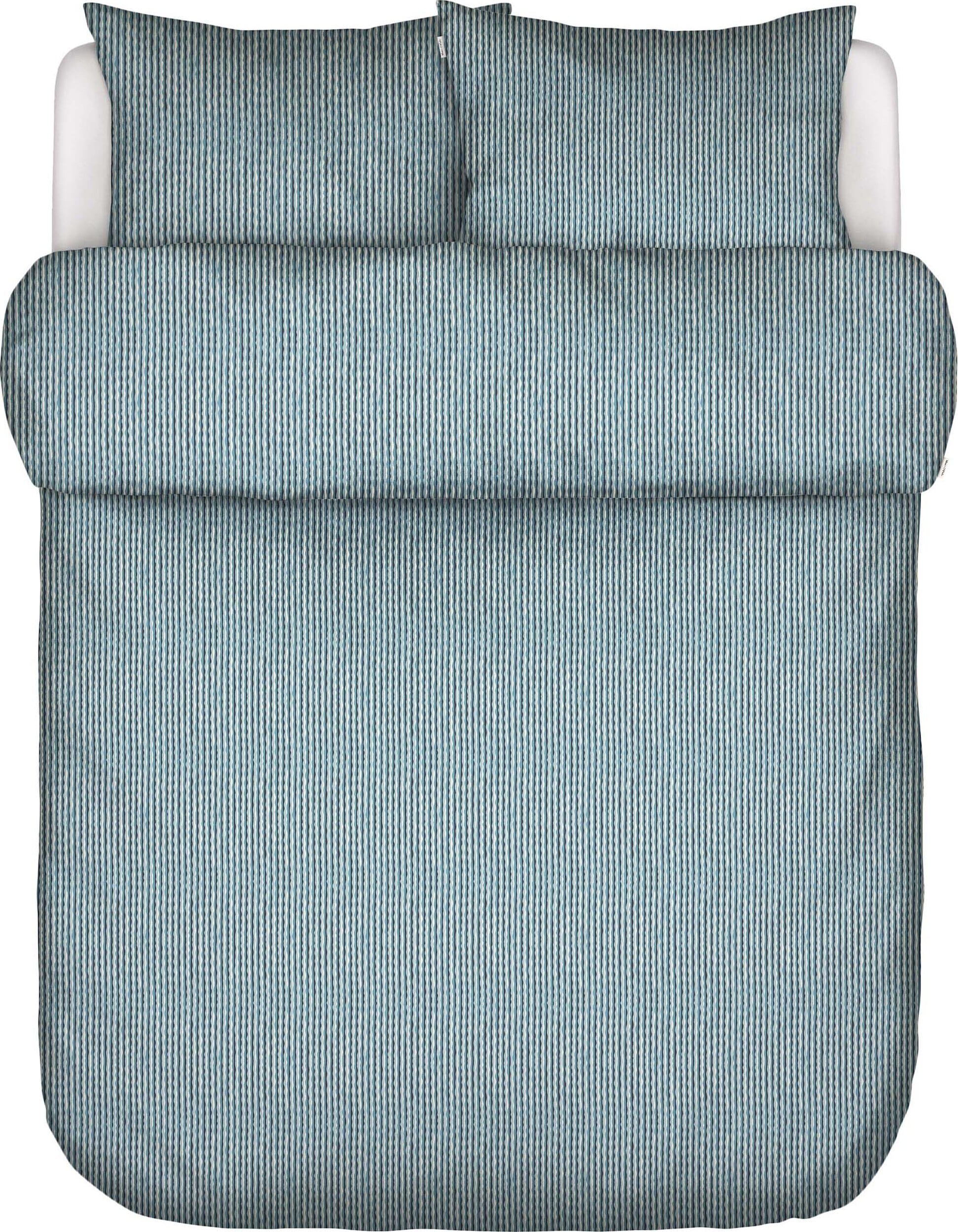 Pościel Janne 240 x 220 cm niebieska z 2 poszewkami na poduszki 60 x 70 cm zapięcie flap