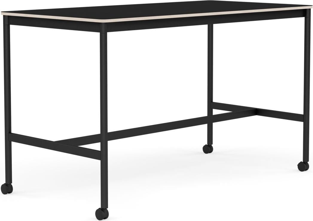 Stół na kółkach Base 80 x 160 x 95 cm czarny laminowany nogi czarne
