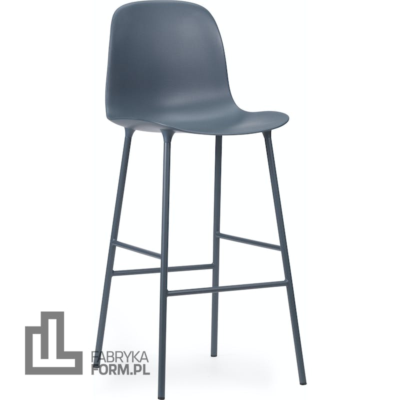 Krzesło barowe Form 65 cm niebieskie na stalowych nogach
