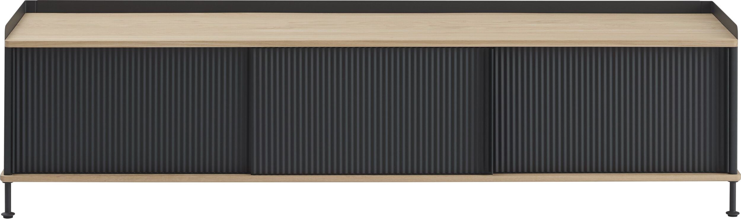 Szafka Enfold 186 cm czarna z dębowym blatem