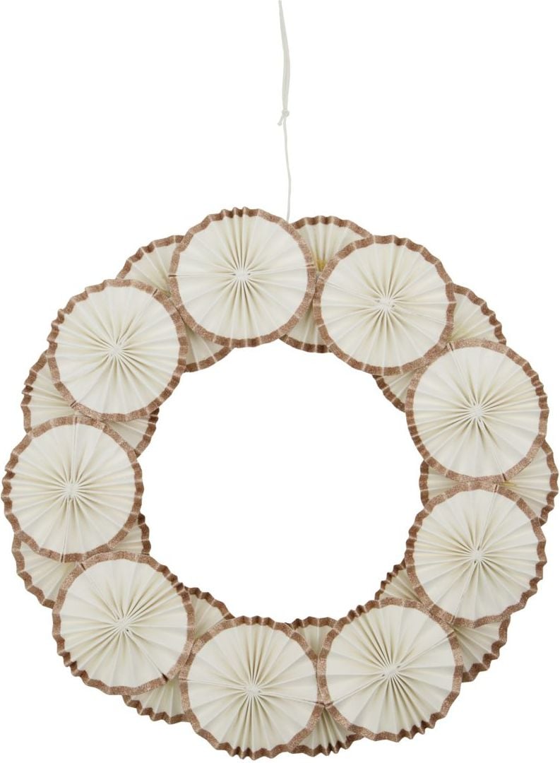 Dekoracja świąteczna Rosette wieniec 34 cm złamana biel