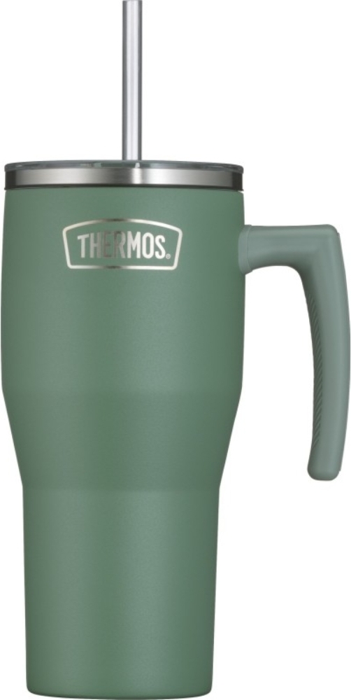 Kubek termiczny ze słomką Thermos Refreshing 850 ml zielony mat