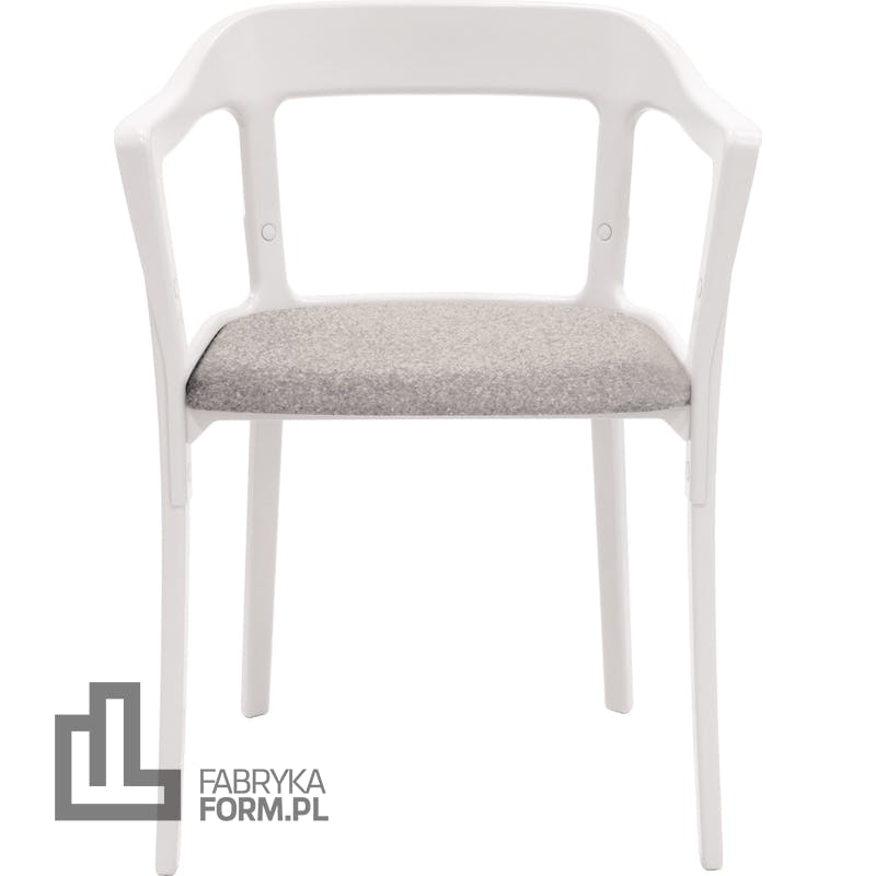 Krzesło Steelwood tapicerowane biało-szare