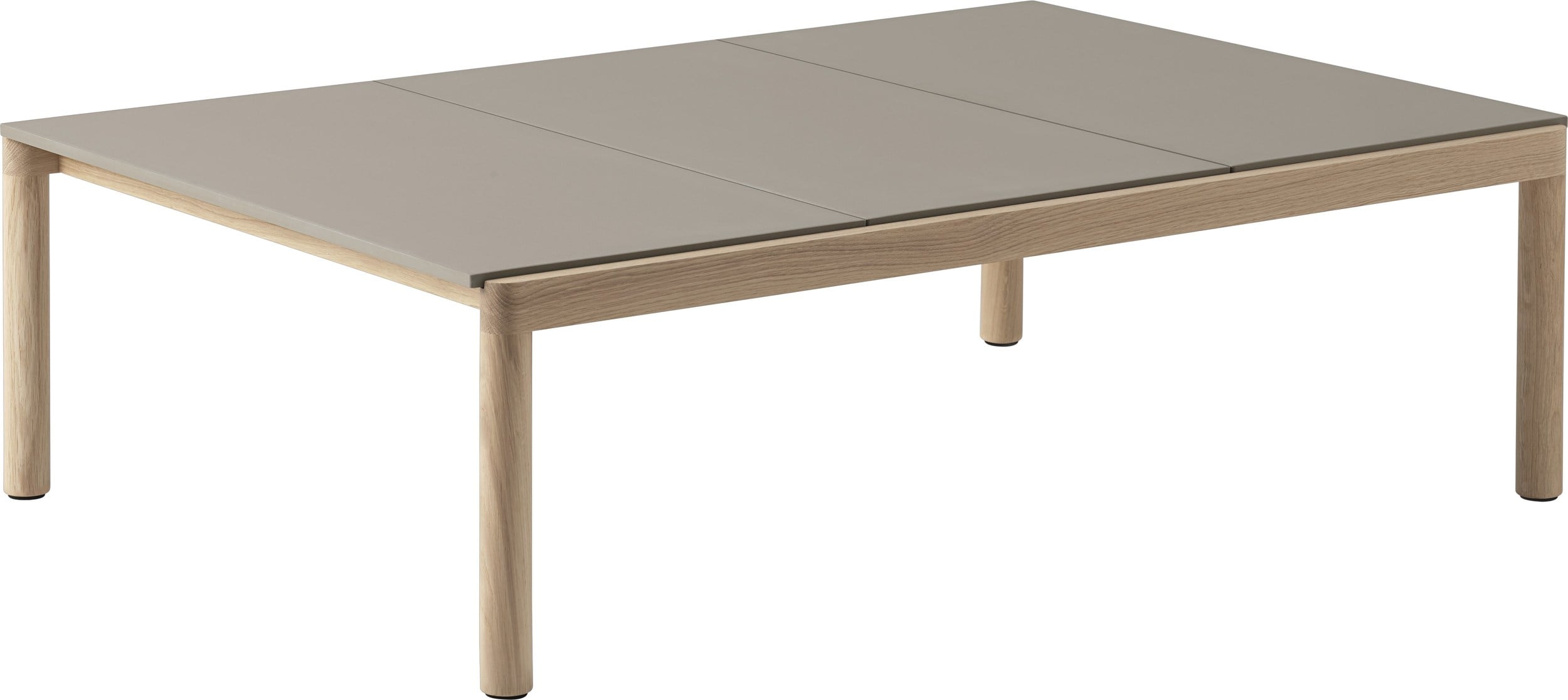 Stolik kawowy Couple gładki 120 x 84 x 35 cm taupe na jasnych dębowych nogach