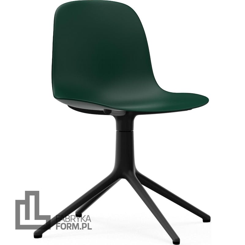 Krzesło obrotowe Form Swivel 4L zielone na czarnych aluminiowych nogach