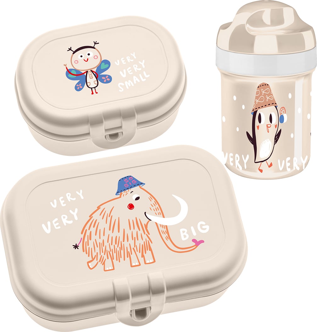 Lunchboxy dziecięce z butelką na wodę Very very to go beżowe 3 el.