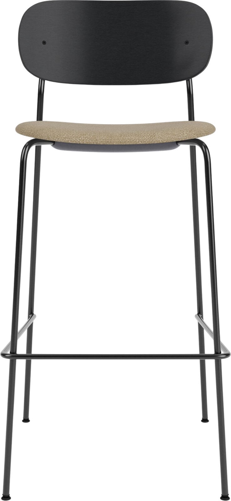 Krzesło barowe Co 78 5 cm czarne z tapicerowanym siedziskiem boucle beż