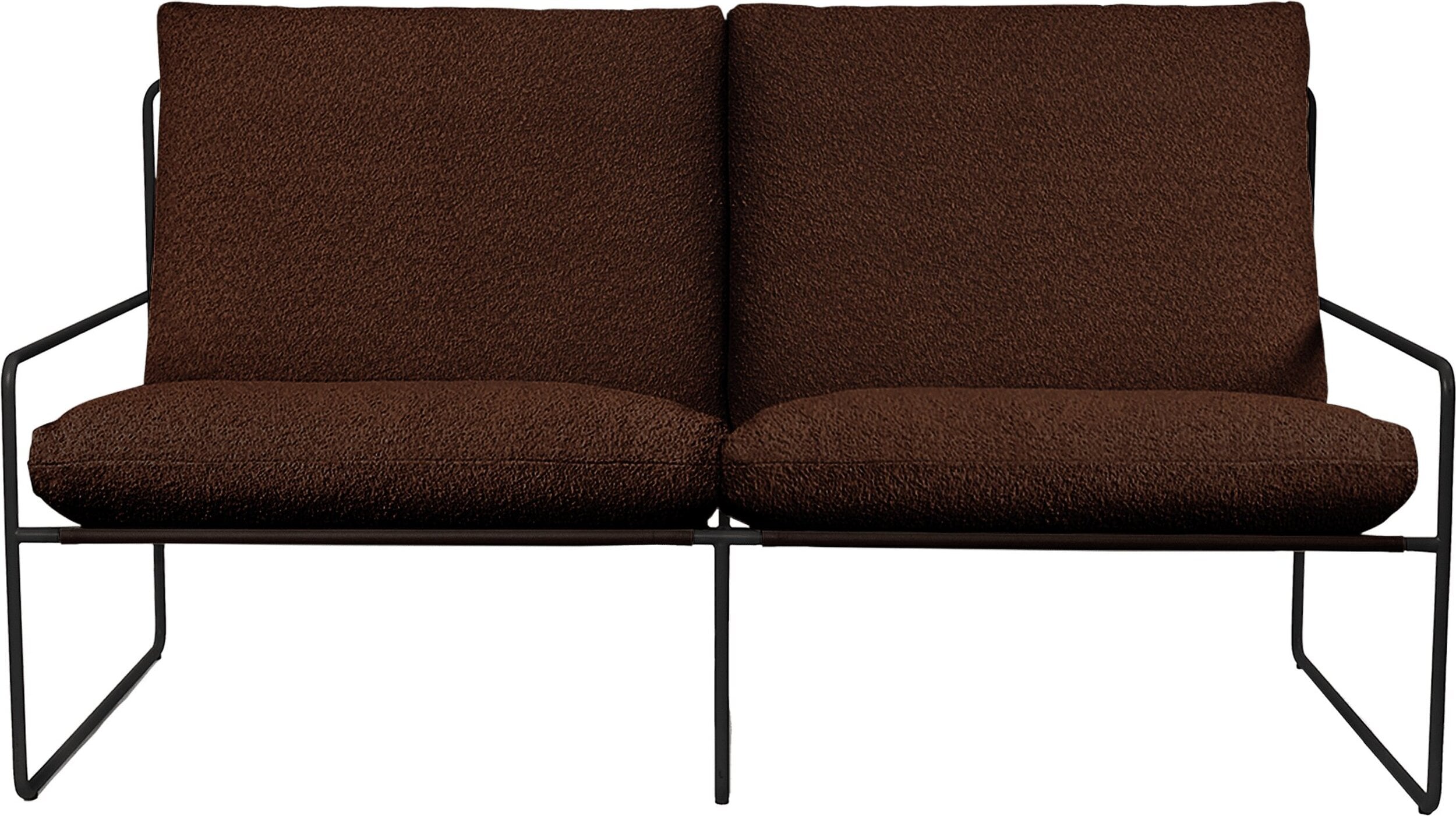 Sofa ogrodowa dwuosobowa Desert Pure Bouclé brązowa z ciemną ramą