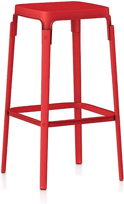 Stołek barowy Steelwood 78 cm nogi czerwone siedzisko czerwone
